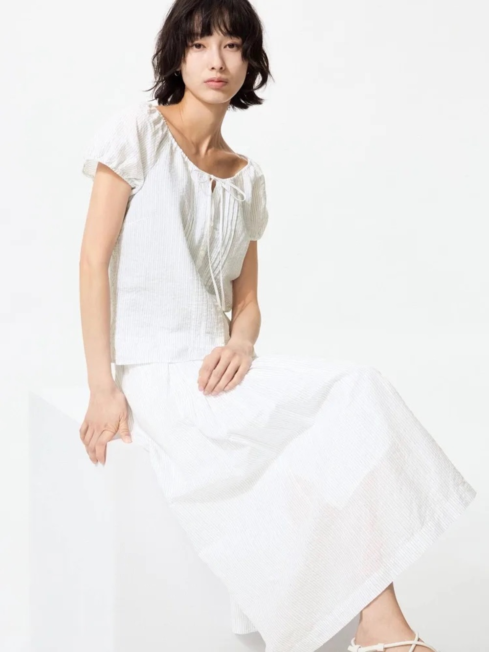 Uniqlo White Maxi Skirt